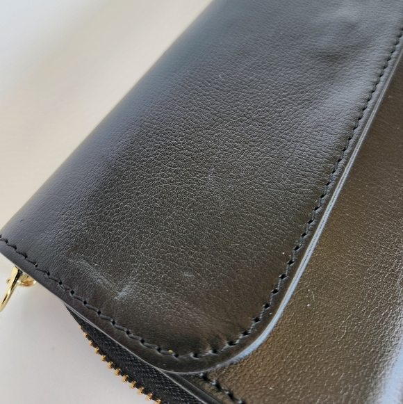 Divina Firenze Italy Black Leather Hand Bag with Gold Tone Shoulder Chain - Picture 6 of 6